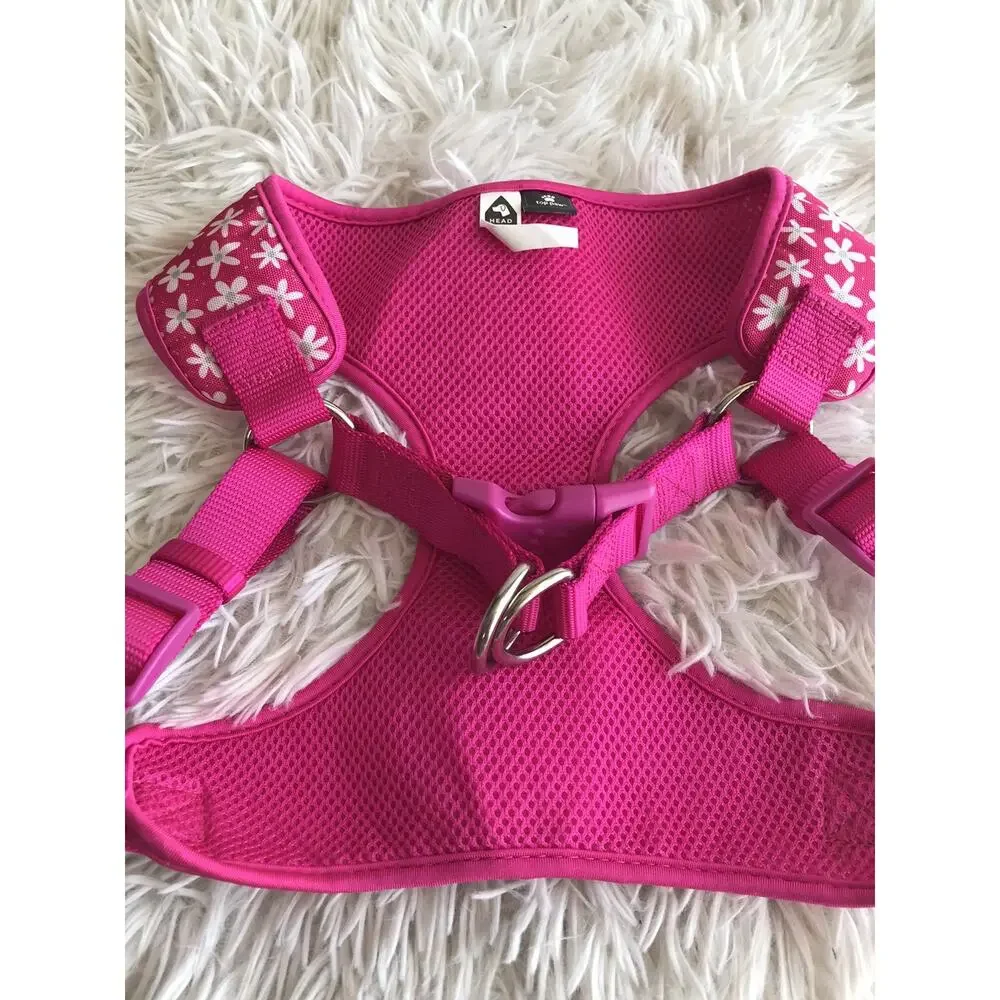 Top Paw Dog Vest Harness (L) & Leash(4') Set, Pink W/White Flowers Comfort